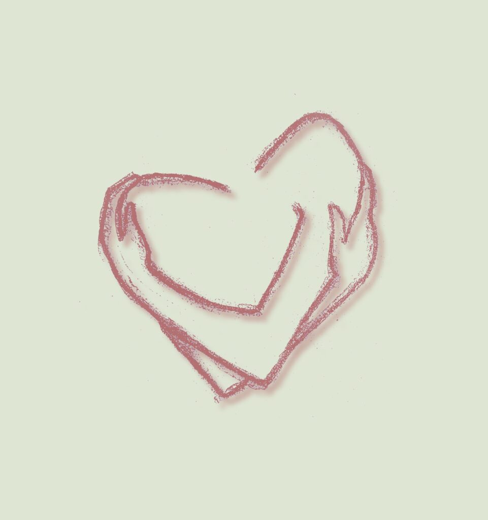 armen die een hart omarmen