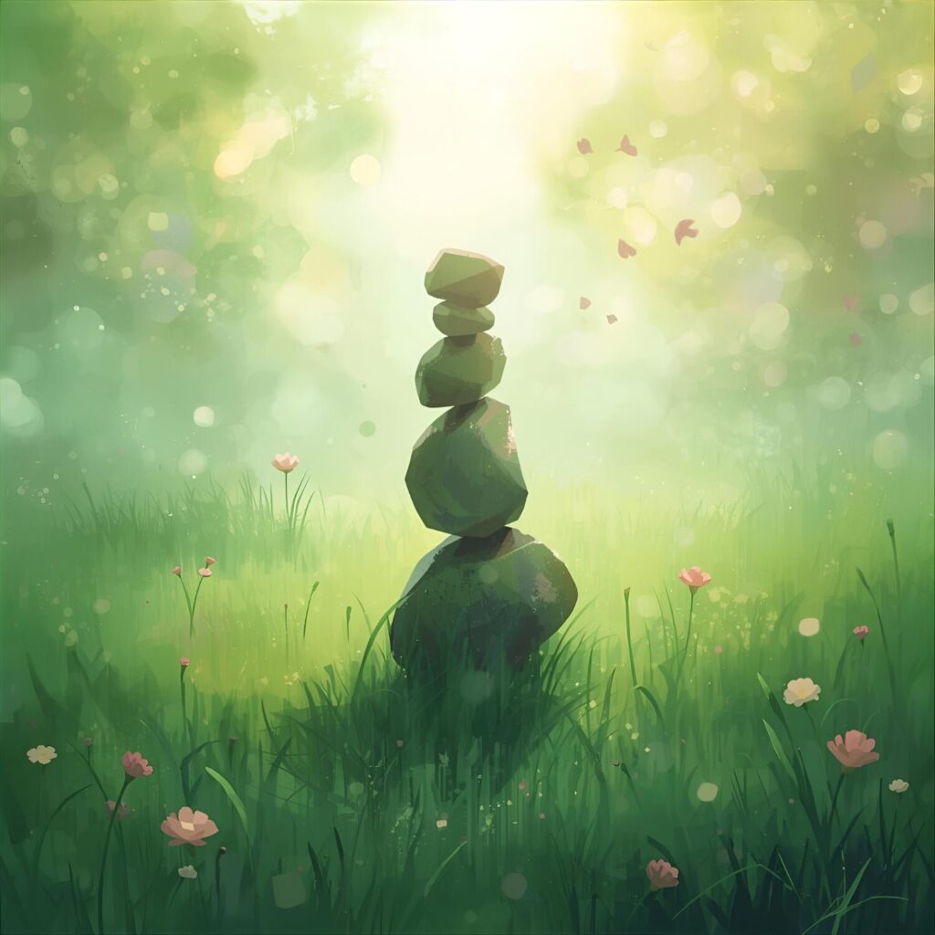 Stenen opgestapeld in de natuur